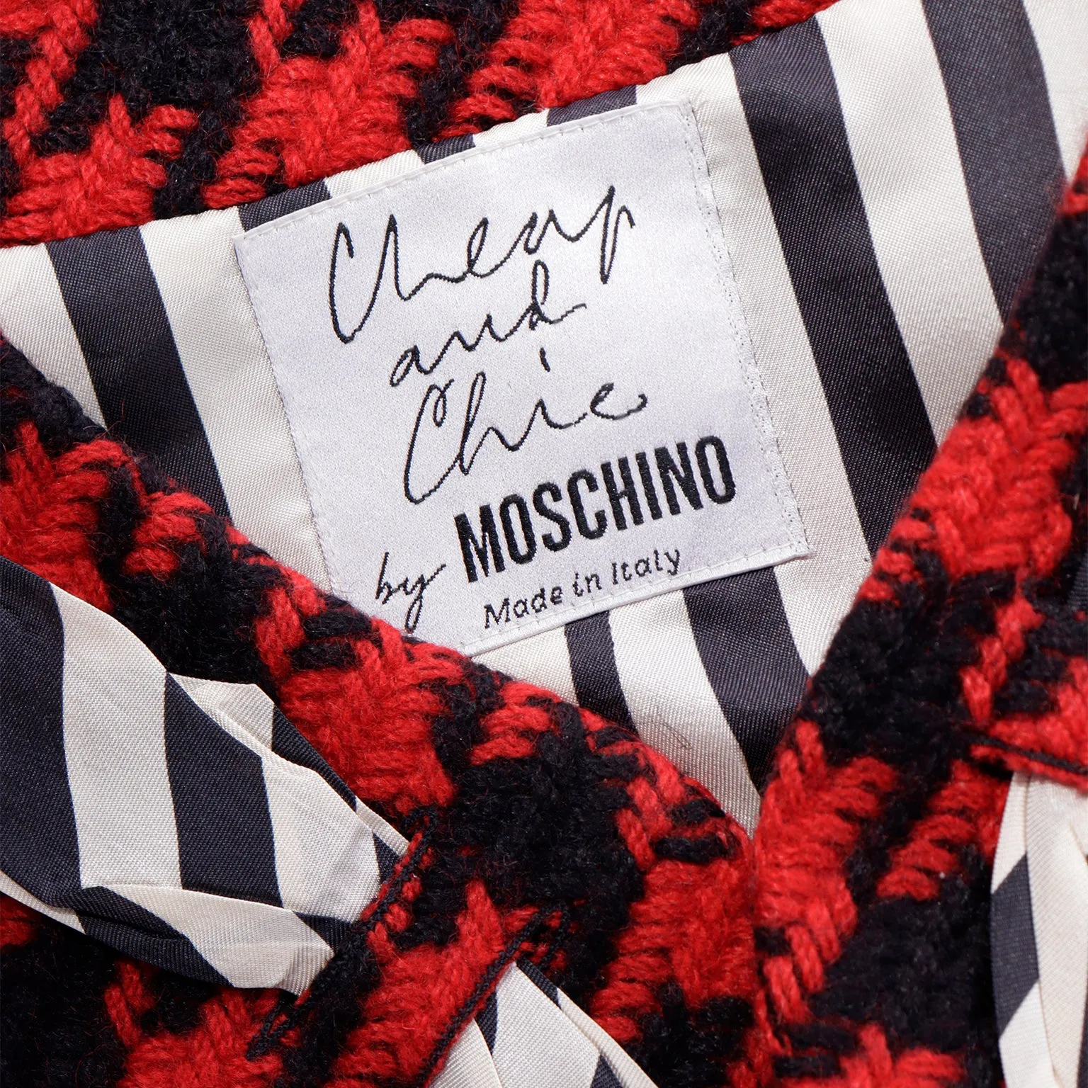 1990 Franco Moschino Cheap & Chic Vintage Red & Black Houndstooth Jacket