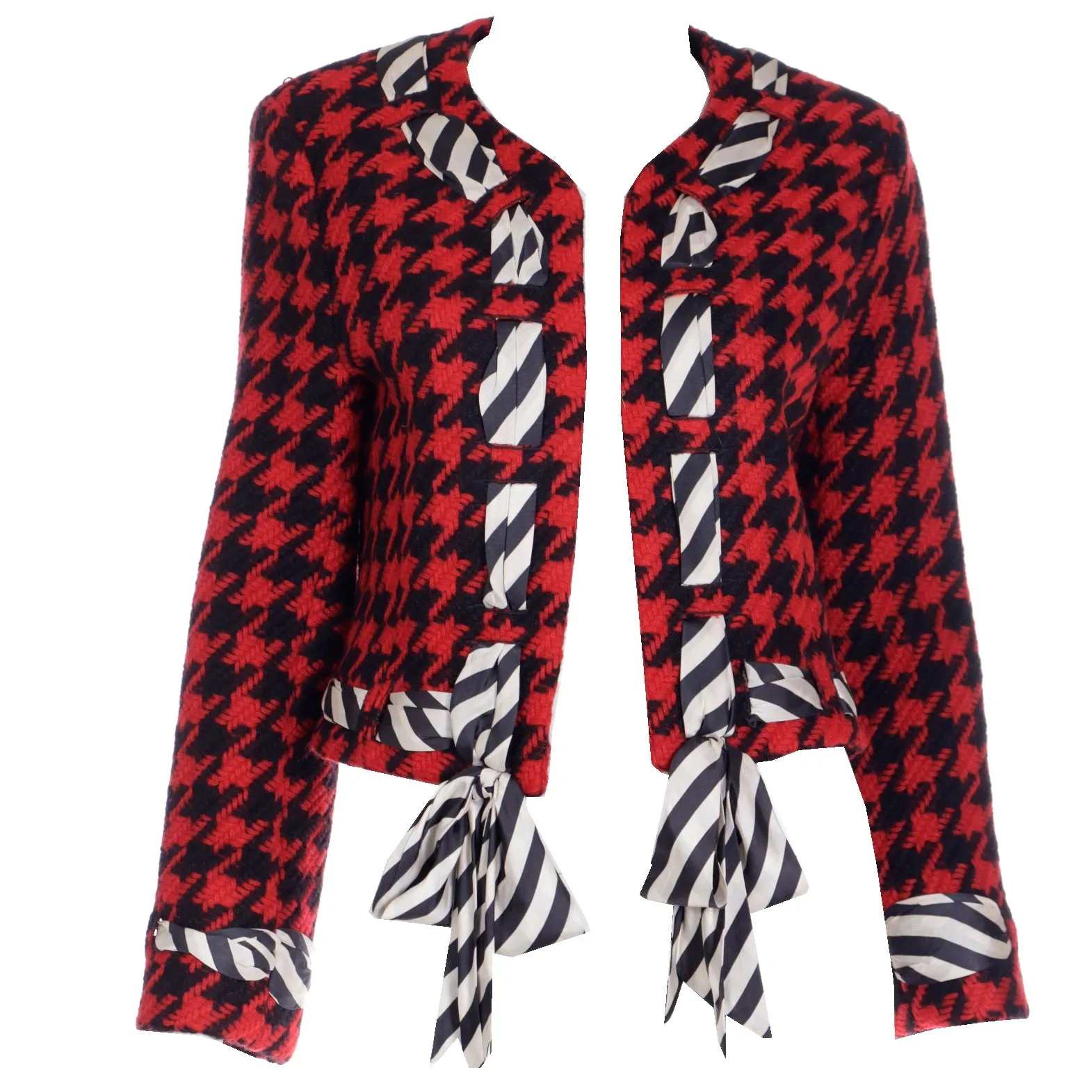 1990 Franco Moschino Cheap & Chic Vintage Red & Black Houndstooth Jacket