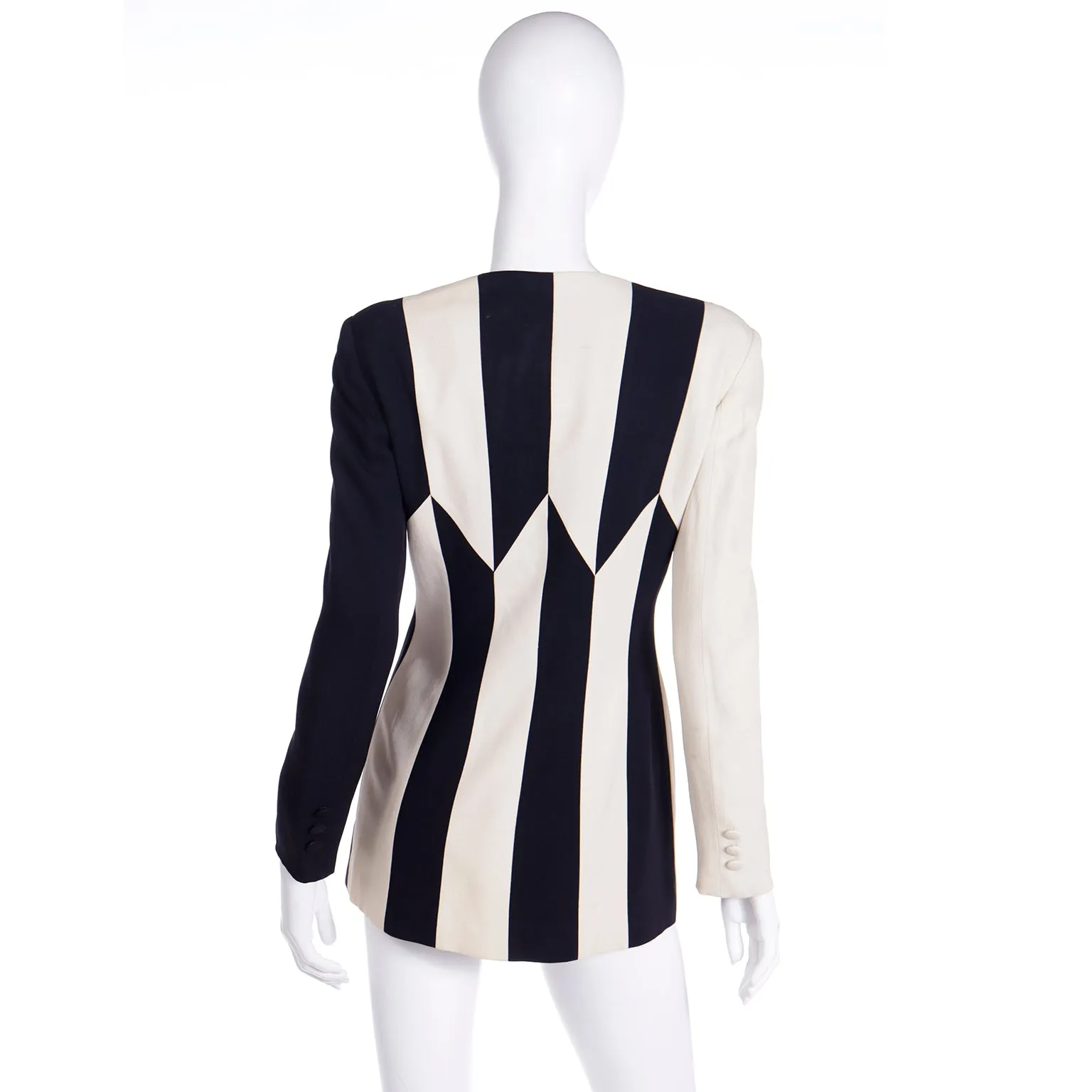 1990s Franco Moschino Vintage Cheap & Chic Black & Cream Stripe Jacket