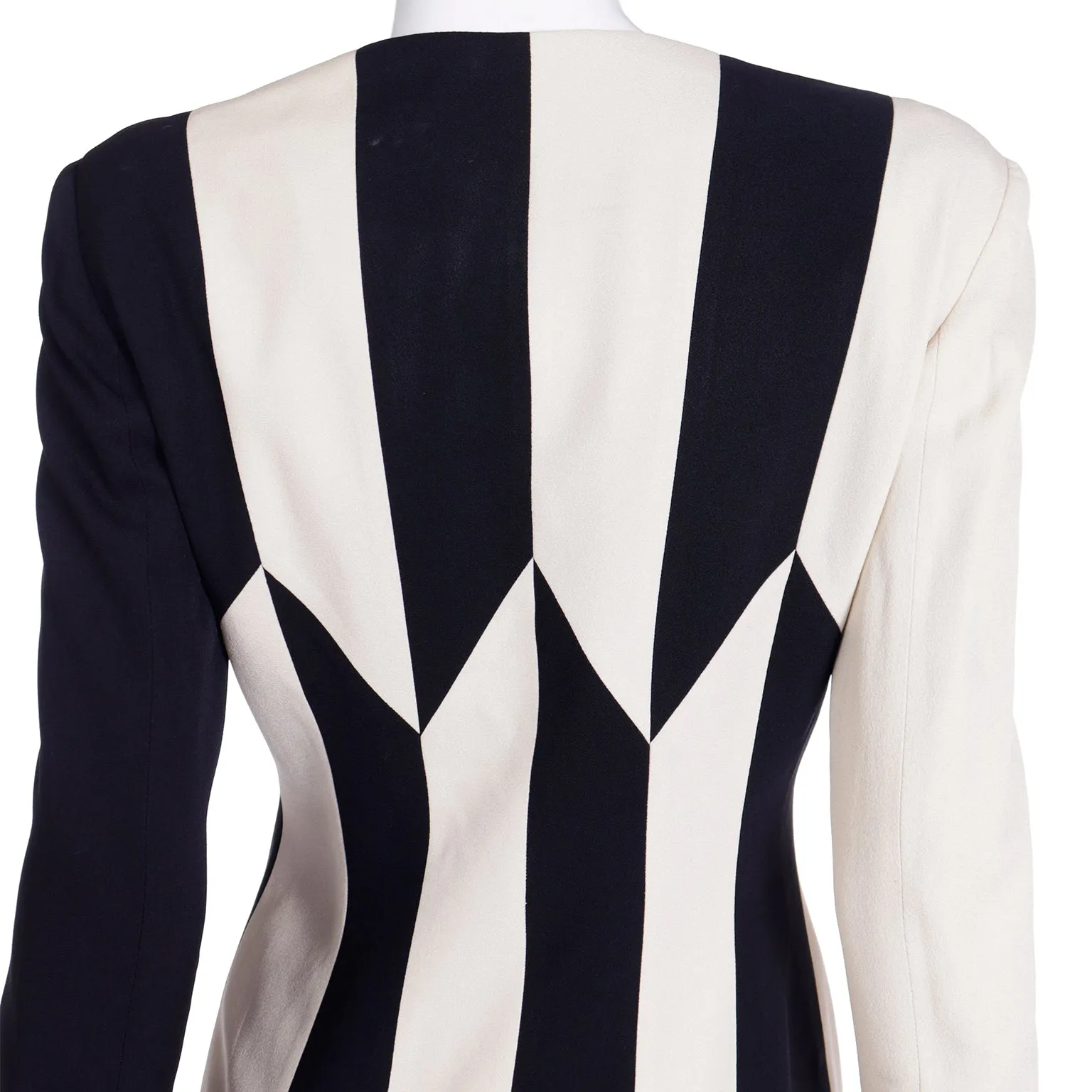 1990s Franco Moschino Vintage Cheap & Chic Black & Cream Stripe Jacket