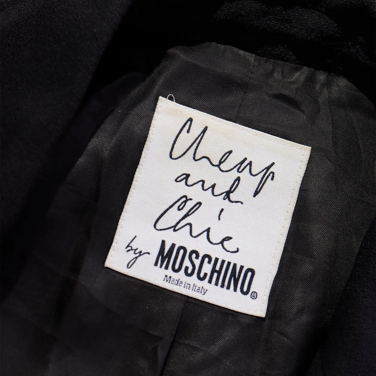 1990s Moschino Vintage Black Jacket With Oversized Paper Clip Closure