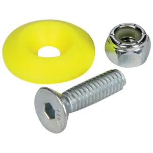 Allstar Performance Body Bolt Kit - 1/4-20 in Thread - 1 in Long - Allen Head - Bolts / Countersunk Washers / Lock Nuts Included - Fluorescent Yellow / Zinc Oxide - Set of 10