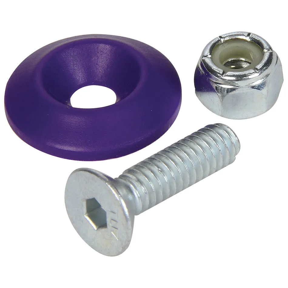 Allstar Performance Body Bolt Kit - 1/4-20 in Thread - 1 in Long - Allen Head - Bolts / Countersunk Washers / Lock Nuts Included - Purple / Zinc Oxide - Set of 10 ALL18687