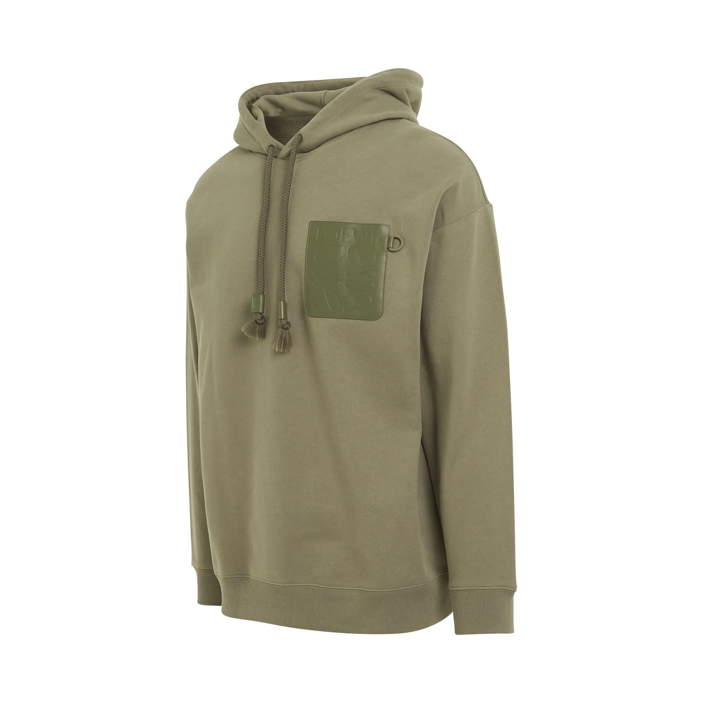 Anagram Patch Pocket Hoodie in Military Green