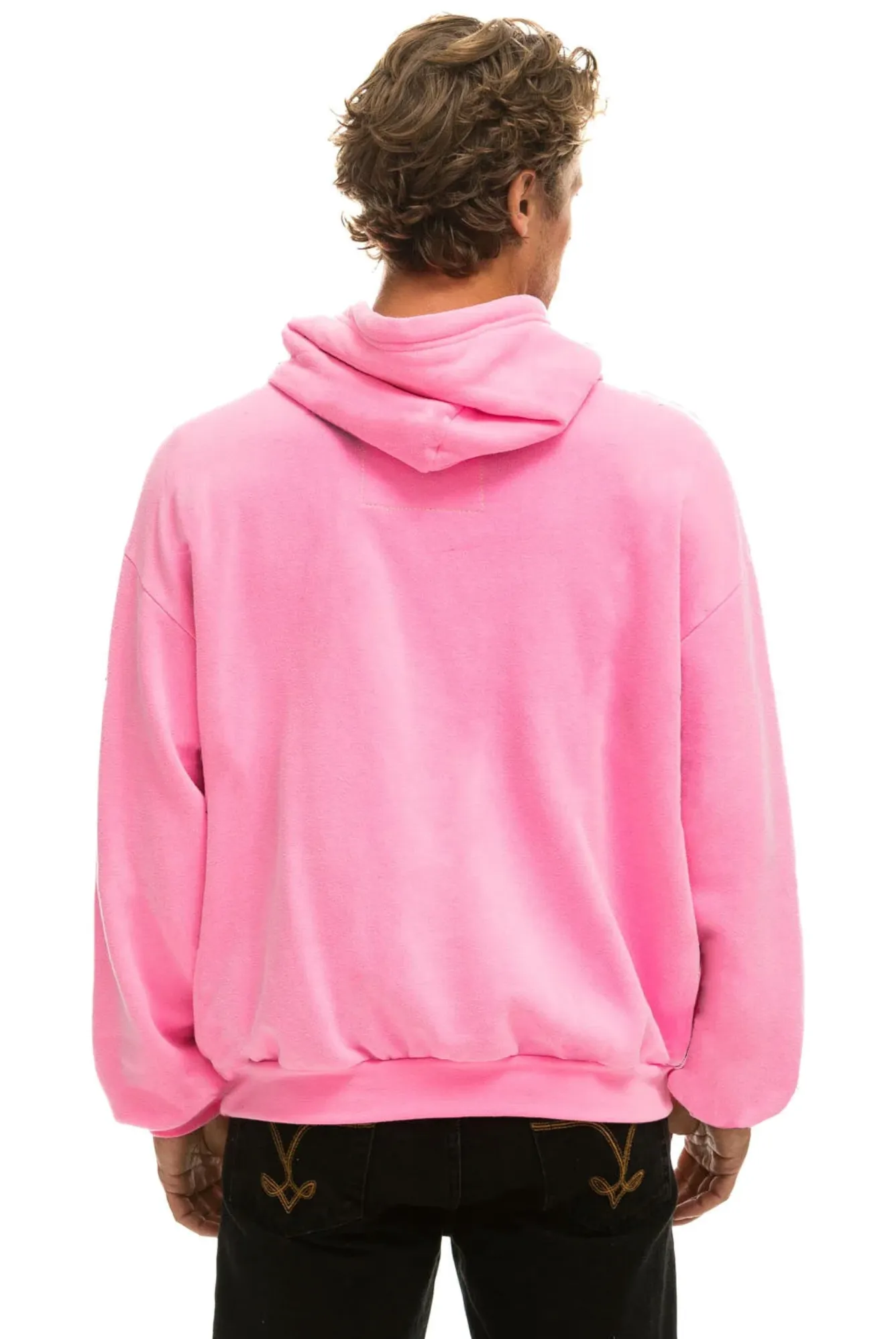 AVIATOR NATION LOGO PULLOVER RELAXED UNISEX  HOODIE - NEON PINK