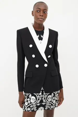 Black & White Shawl Collar Blazer