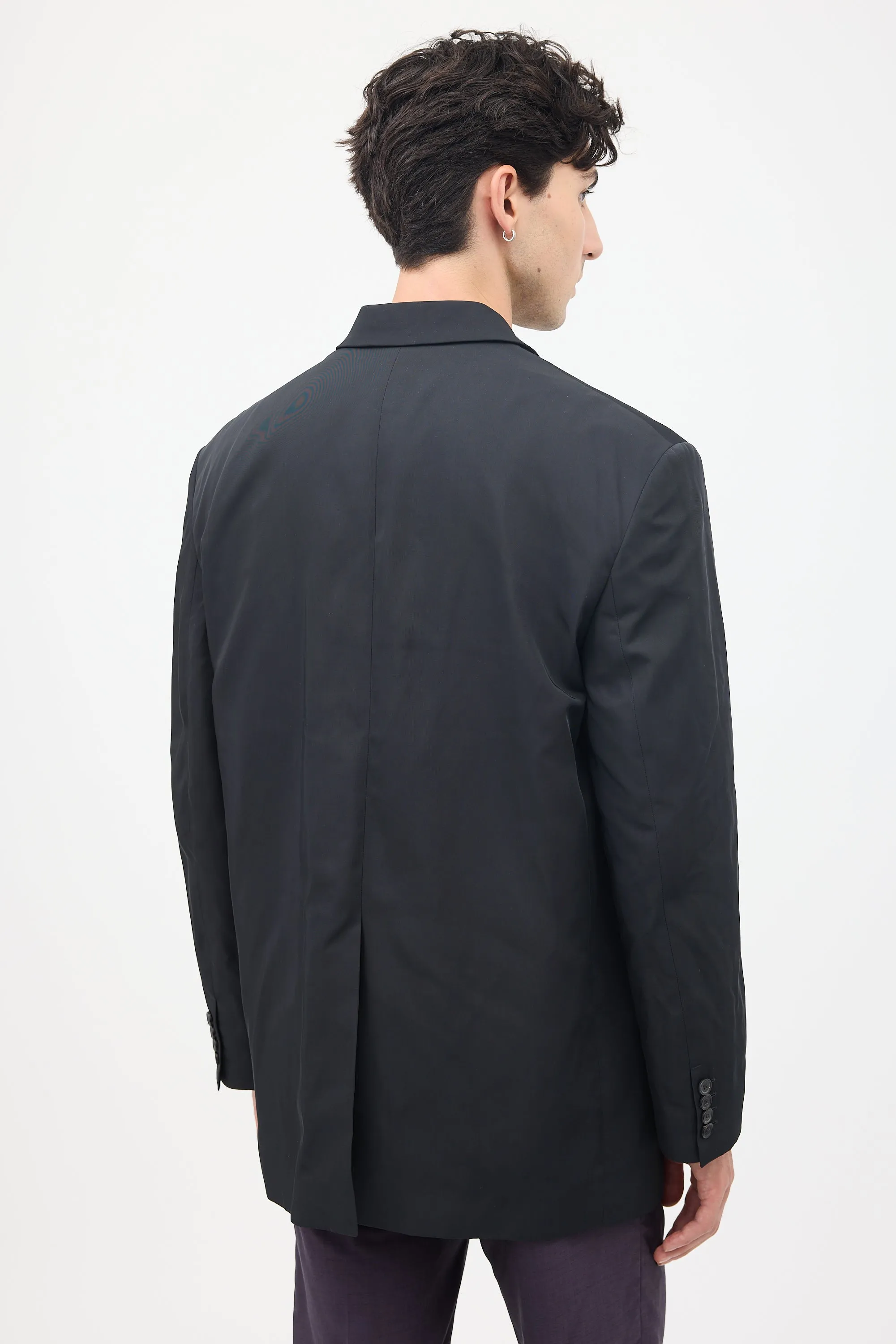 Black Nylon Tailored Blazer