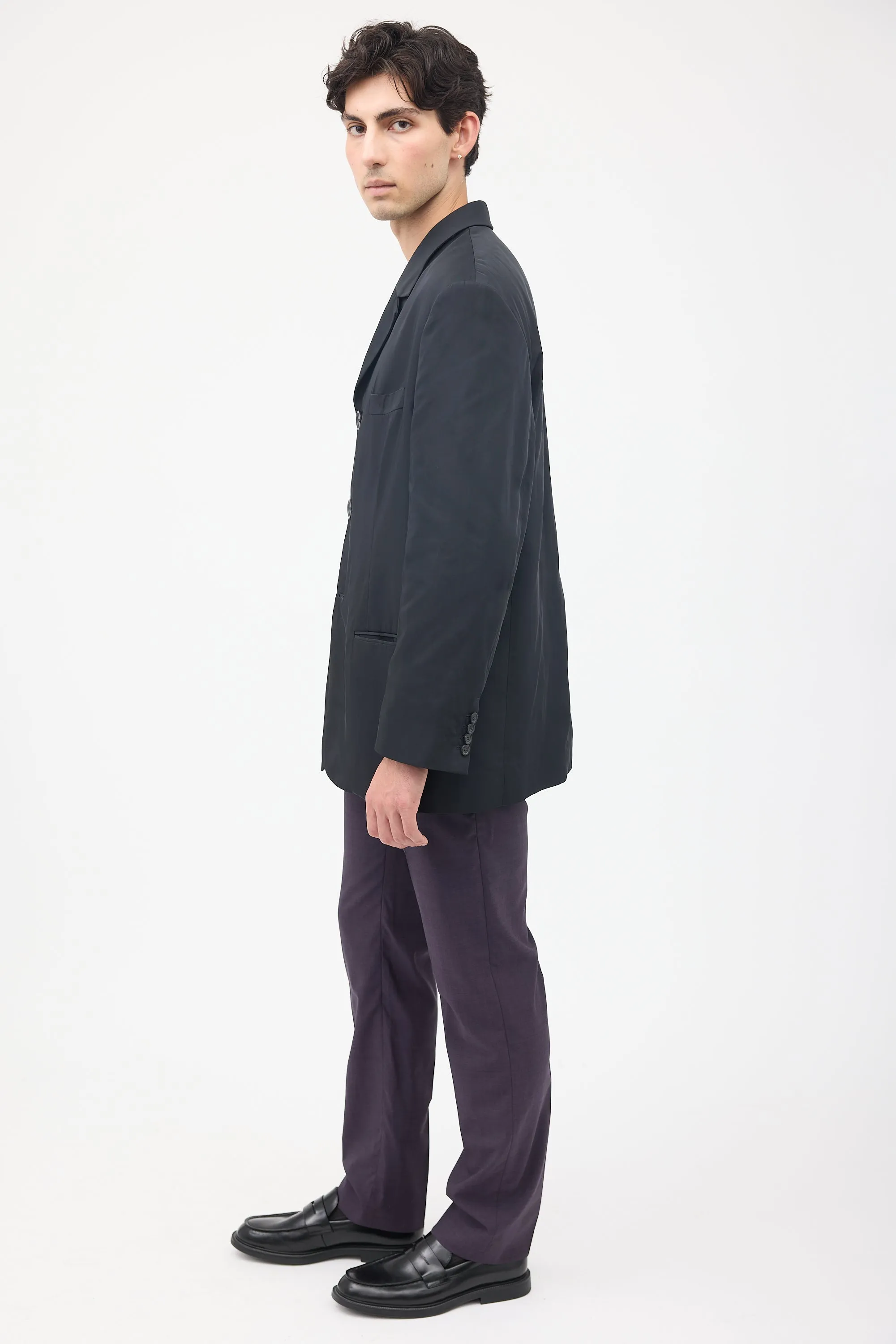 Black Nylon Tailored Blazer