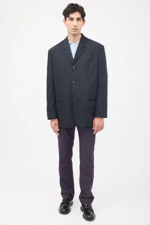 Black Nylon Tailored Blazer