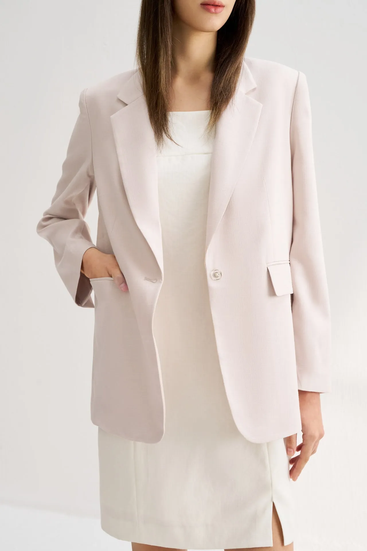 Boyfriend Fit Textured Blazer