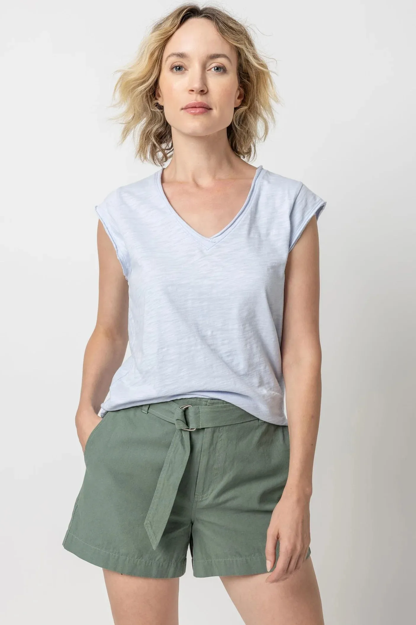 Cap Sleeve V-Neck