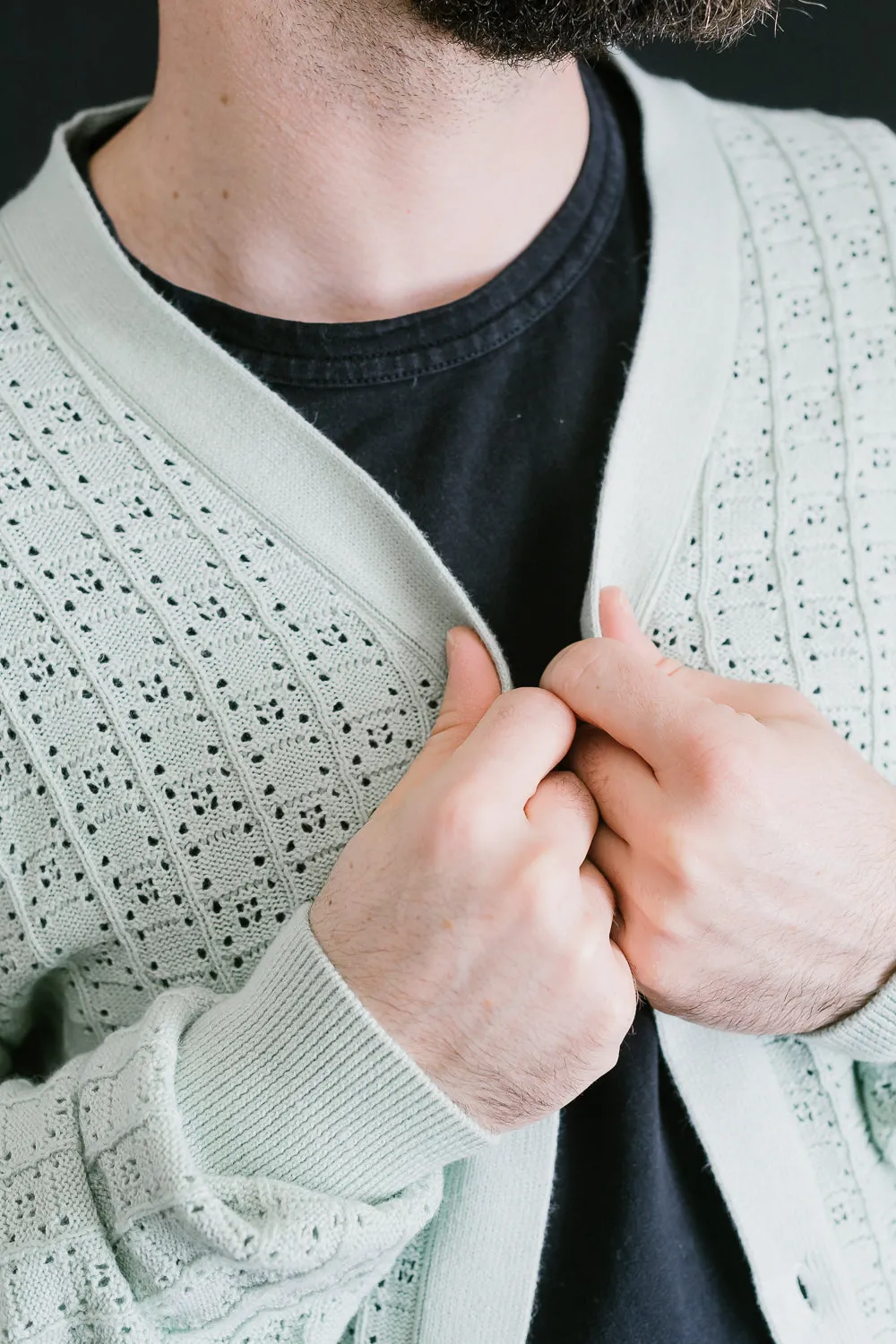 Classic Cardigan Domino - Seafoam