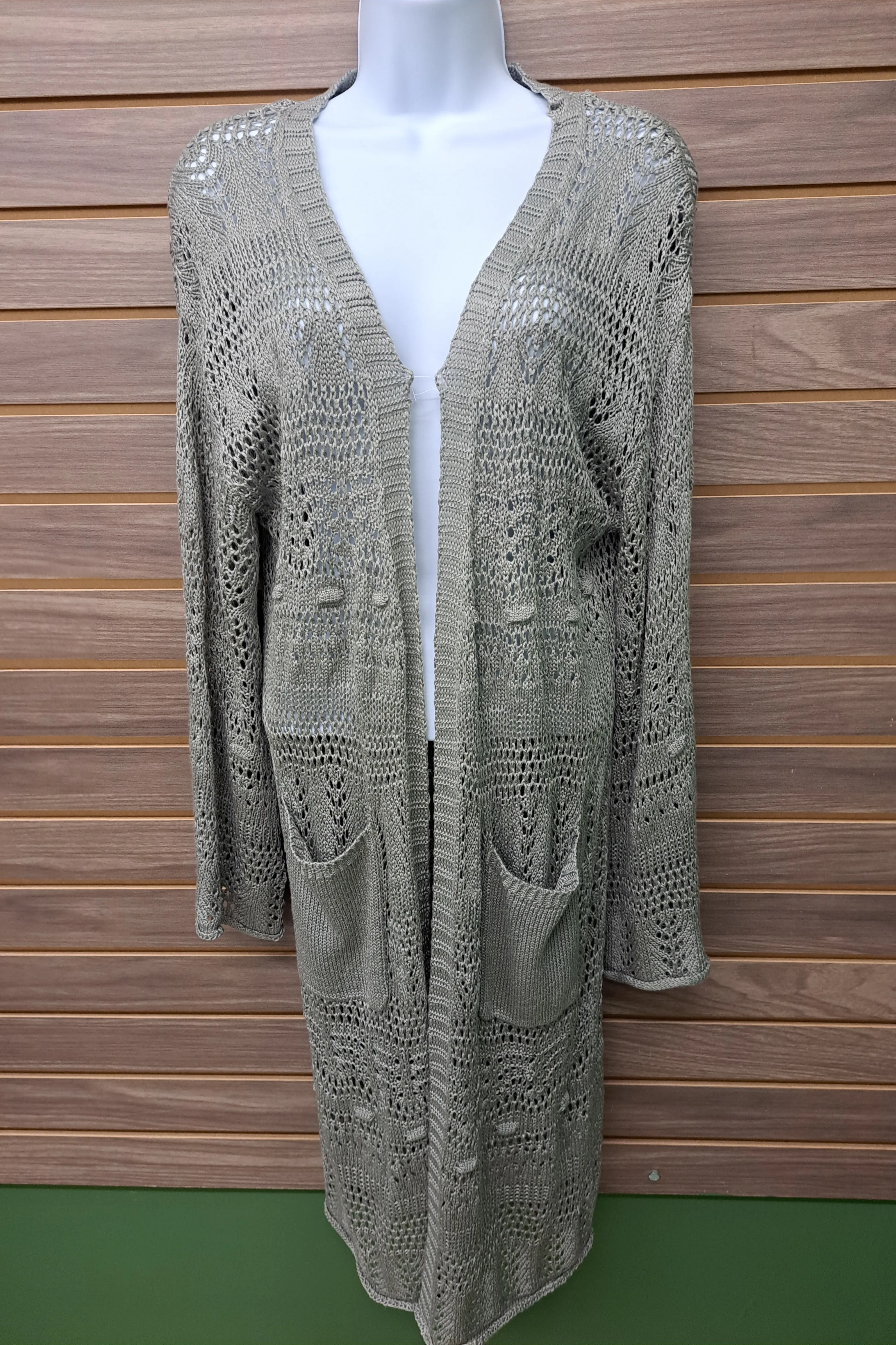 Crocheted pocket cardigan