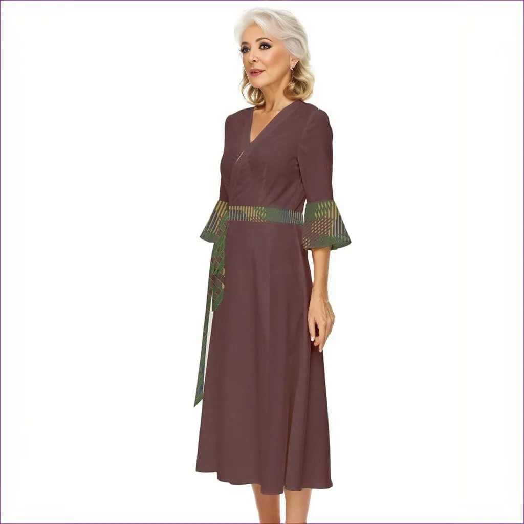 Dark Vivid Weaved Midsummer Wrap Dress