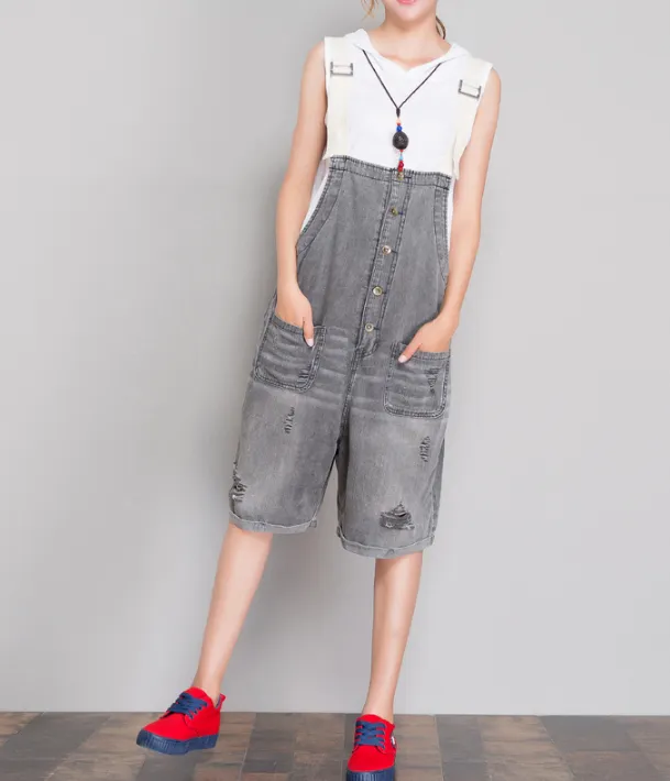 Denim Casual Spring Denim Overall Loose Short Women Jumpsuits QYCQ05113