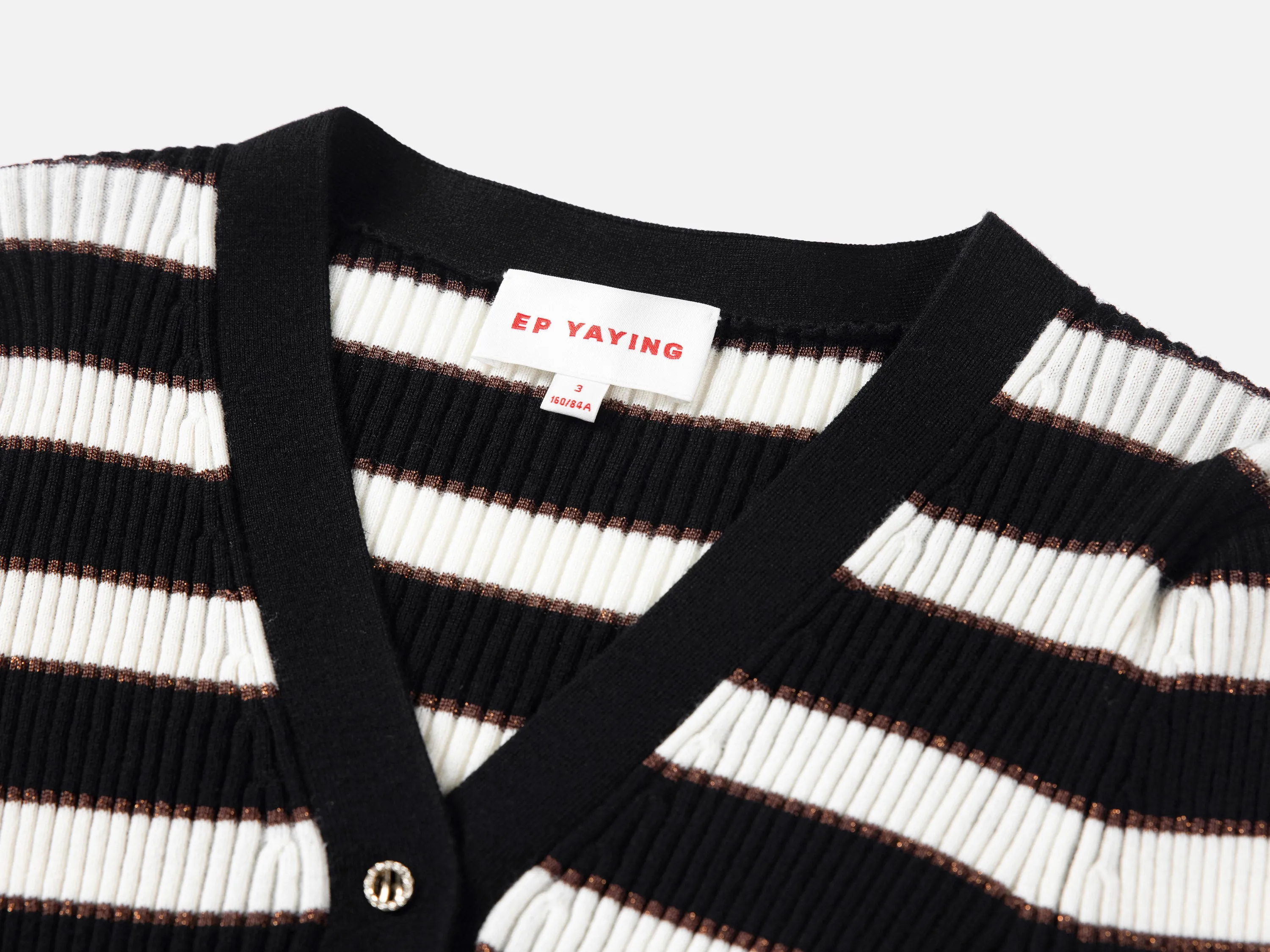 EP YAYING Navy Stripes Wool Knit Top