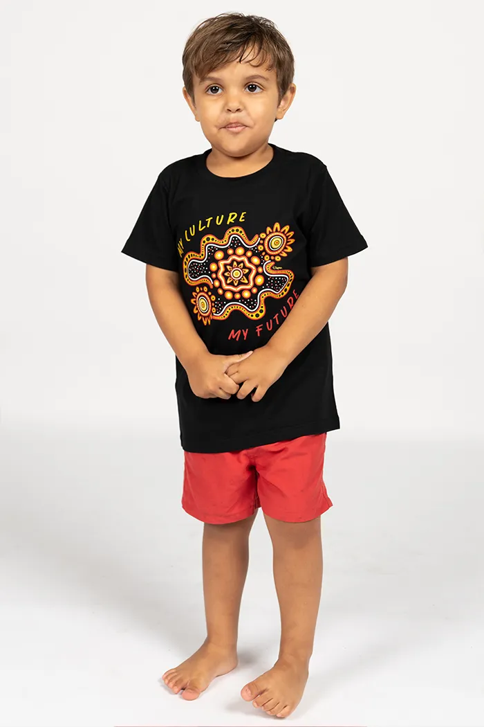 Gather and Thrive Black Cotton Crew Neck Kids T-Shirt