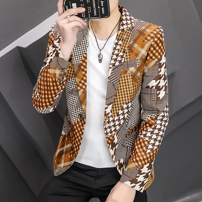 Geometric Patchwork Full Print Style Blazer