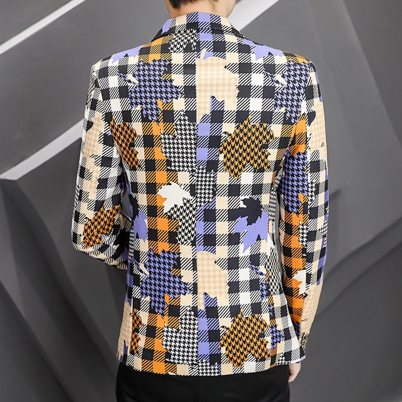 Geometric Patchwork Full Print Style Blazer