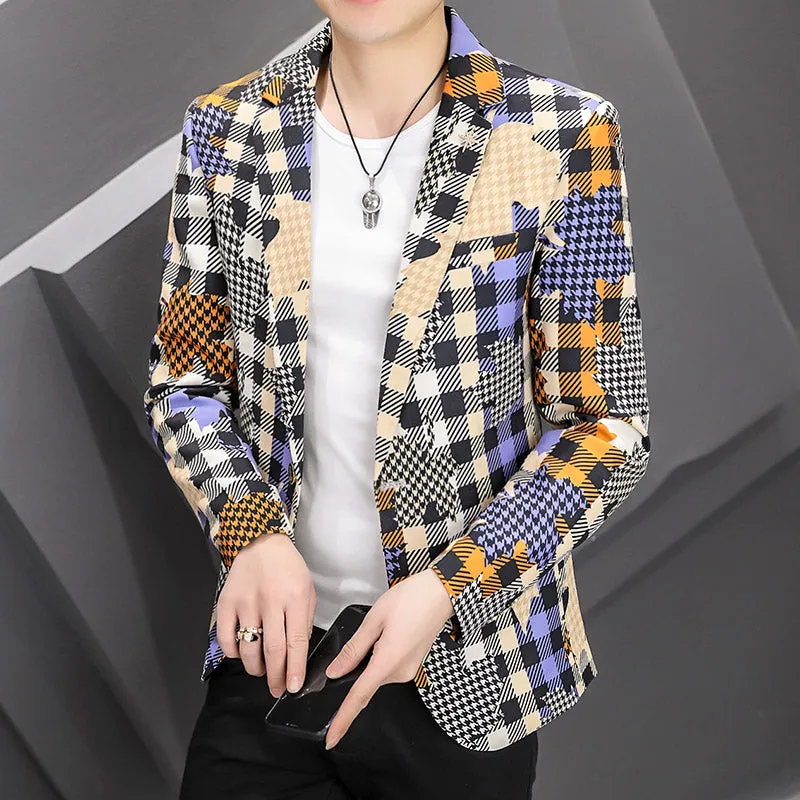 Geometric Patchwork Full Print Style Blazer