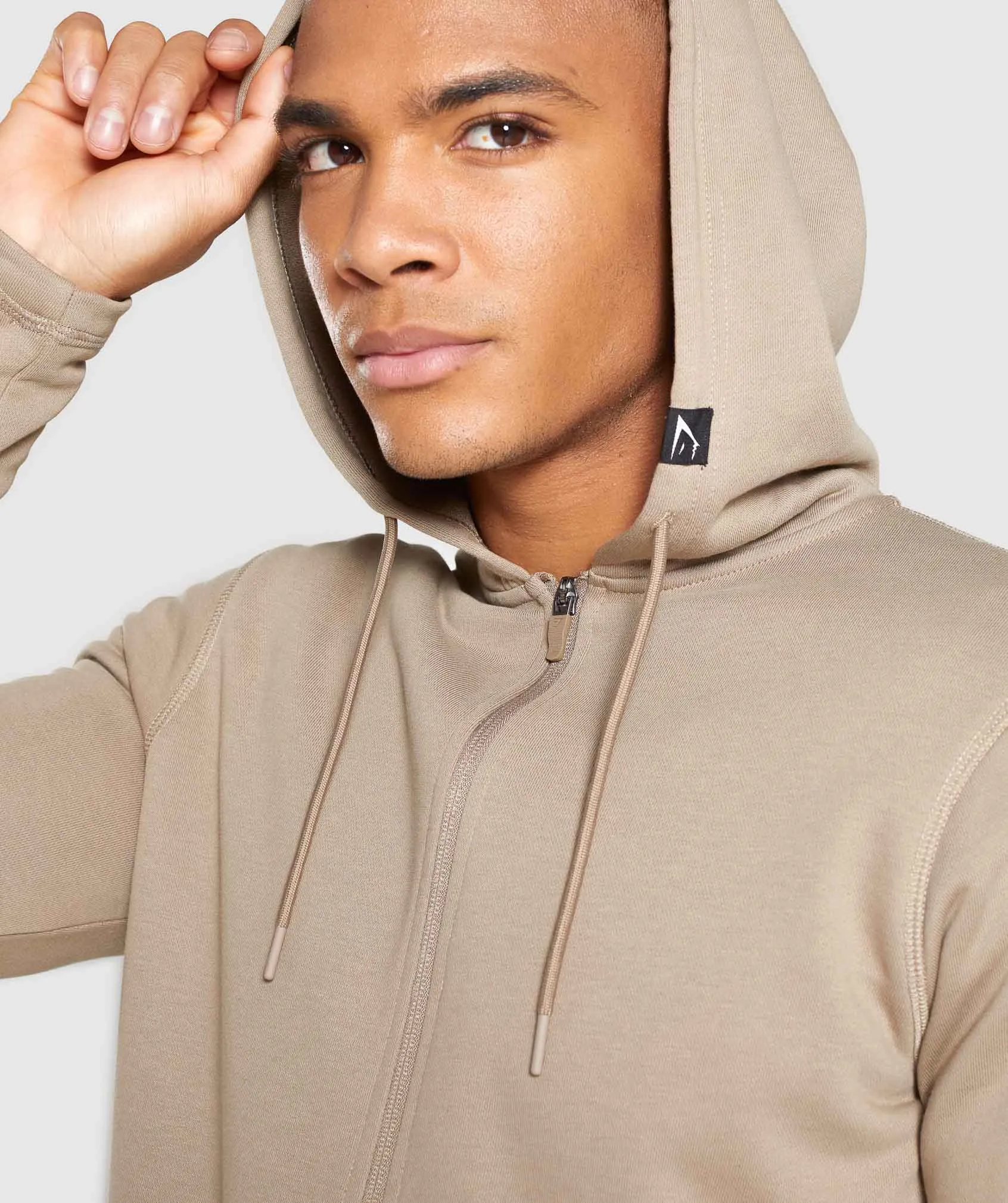 Gymshark Carbon Zip Hoodie - Driftwood Brown