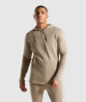 Gymshark Carbon Zip Hoodie - Driftwood Brown