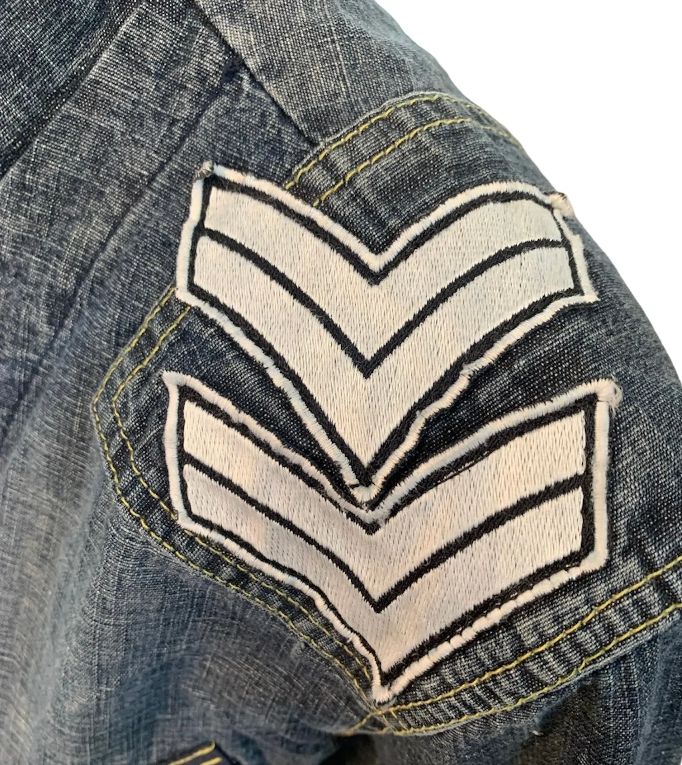 Jimmy Taverniti Y2K Military Inspired Faded Denim Jacket