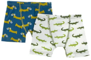 KicKee Pants Twilight Pretzel Pup & Natural Crocodile Boxer Briefs Set