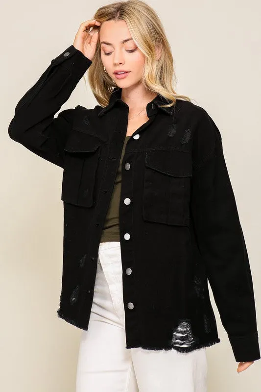 Let's Head Out Black Denim Jacket