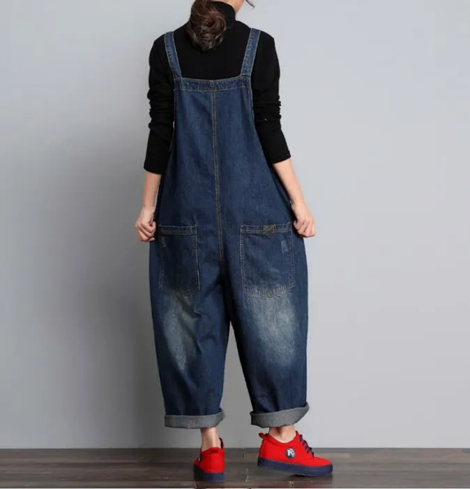 Loose Handmade Denim Casual Spring Denim Overall Women Jumpsuits