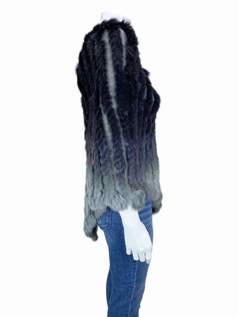 Love Token, Women's Genuine Fur Poncho, Black/Grey, Size M