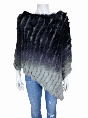 Love Token, Women's Genuine Fur Poncho, Black/Grey, Size M