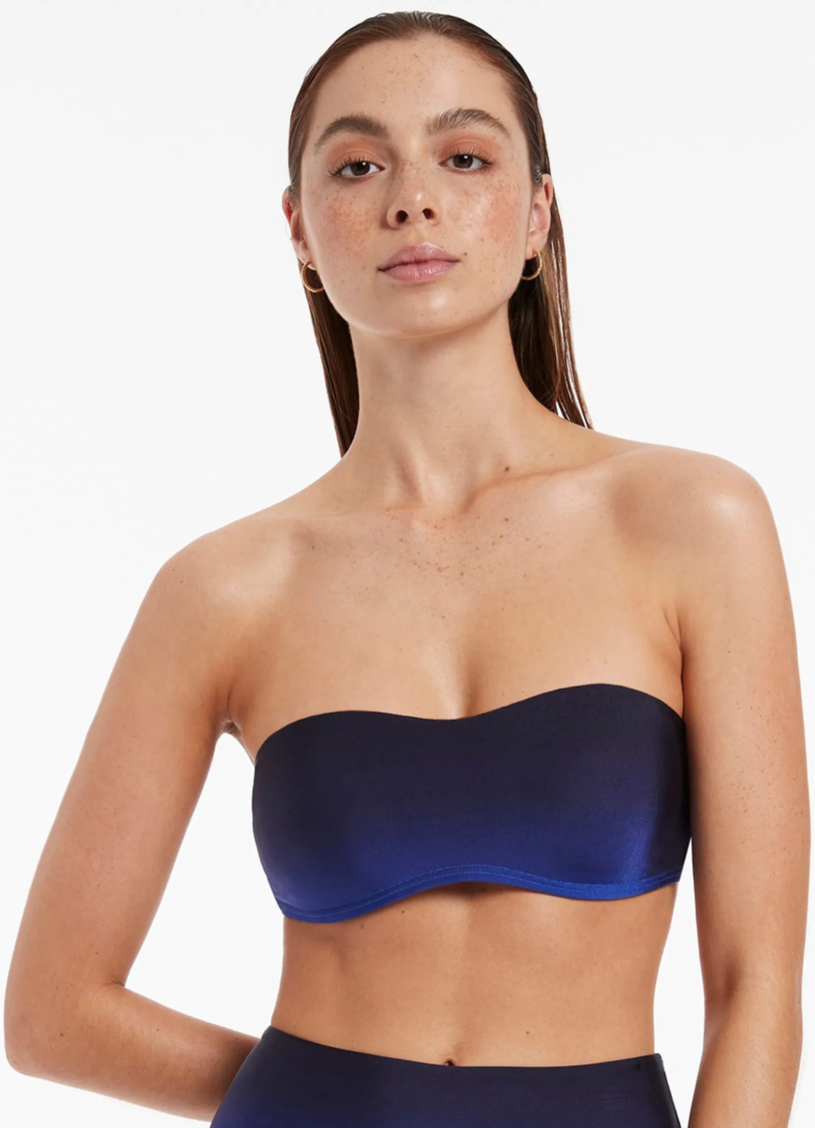 Oia Sunset Minimal Bandeau Bikini Top - Ocean