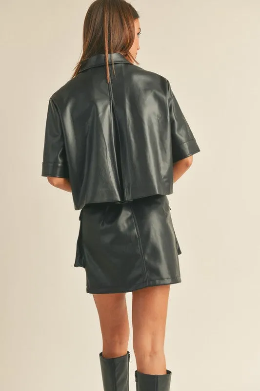 Onyx Cropped Vegan Leather Jacket