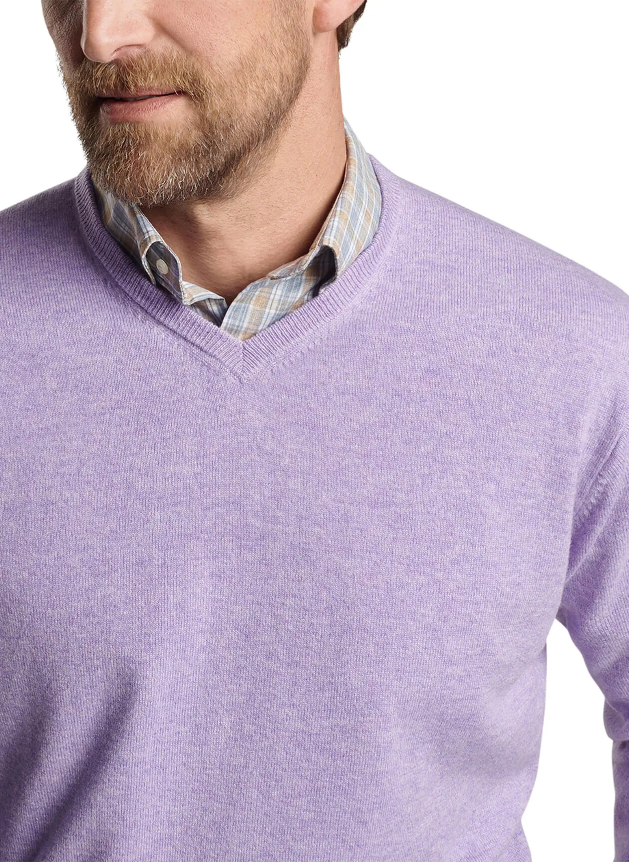 Peter Millar Crown Heritage Cashmere Custom V-Neck Sweaters, Lavender