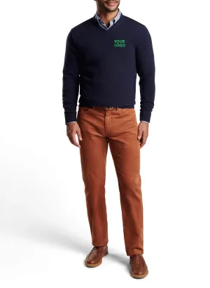 Peter Millar Crown Heritage Cashmere Custom V-Neck Sweaters, Navy