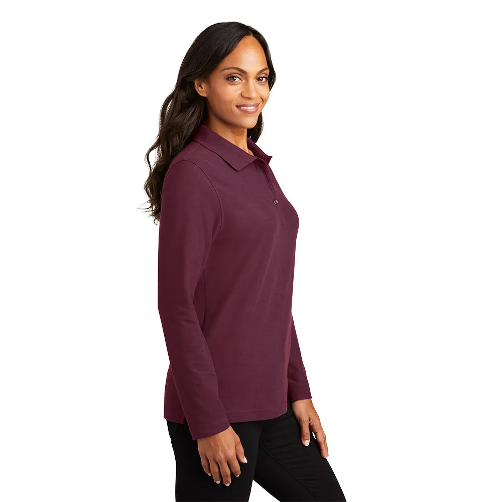 Port Authority® Women's Silk Touch™ Long Sleeve Polo - Burgundy