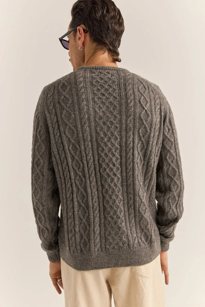 Rhythm Mohair Fishermans Knit - WASHED BLACK