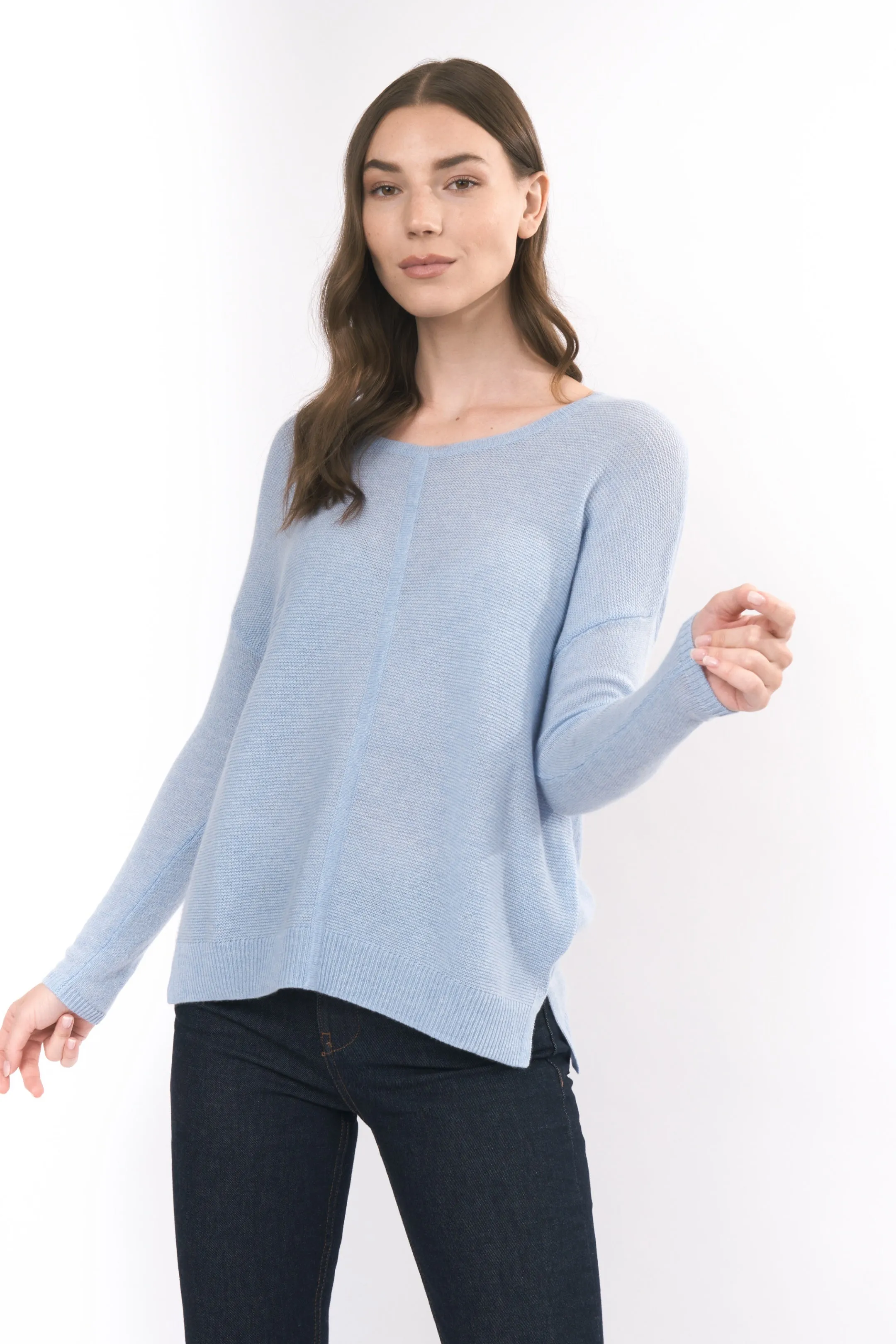 Robertson Madison 100% Cashmere Easy Fit Sweater CC-221 | Light Blue