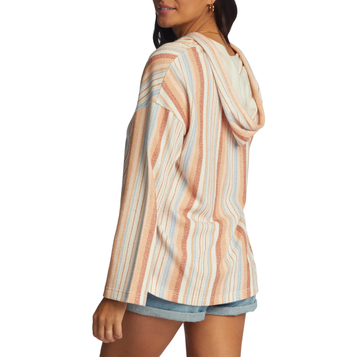 Roxy Women's Waves And Rays Stripe Poncho Hoodie