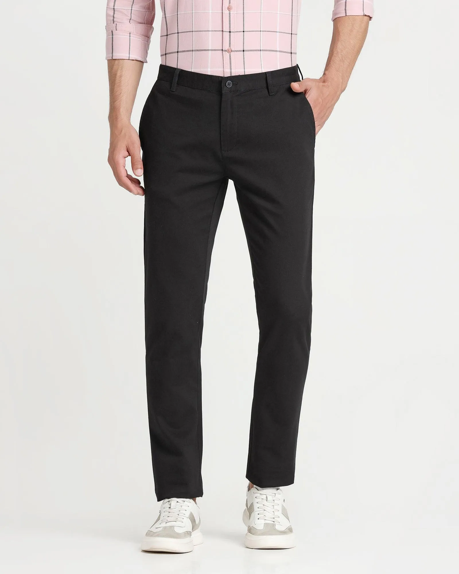 Slim Comfort B-95 Casual Black Textured Khakis - Drake