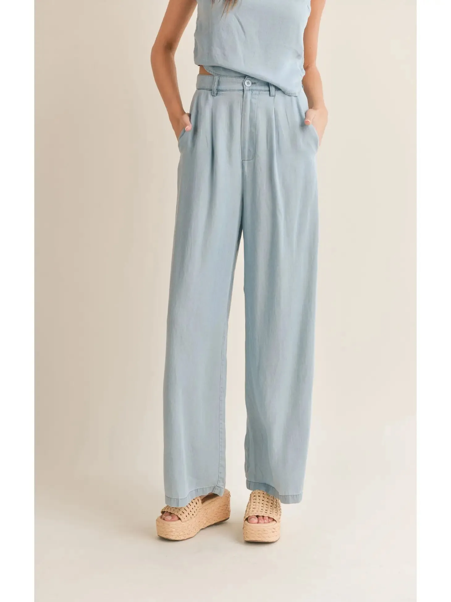 Soft Breeze Chambray Wide Leg Pant