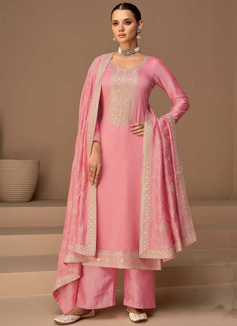 Soft Pink Sequence Embroidery Salwar Kameez