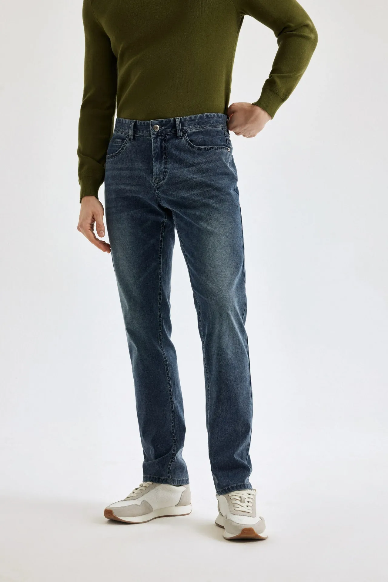 Soft Stretch Denim Jeans with Elastic Waistband