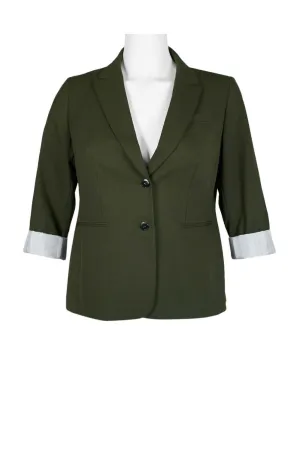 Tahari ASL Notched Collar Two Button Long Sleeve Crepe Blazer (Plus Size)