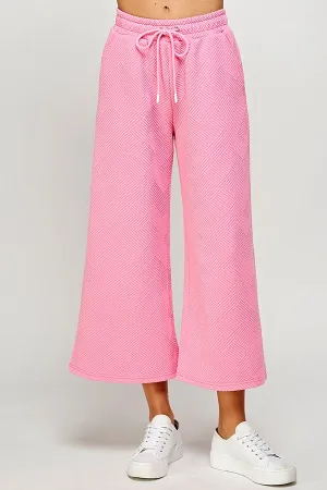 Textured Cropped Wide Pants