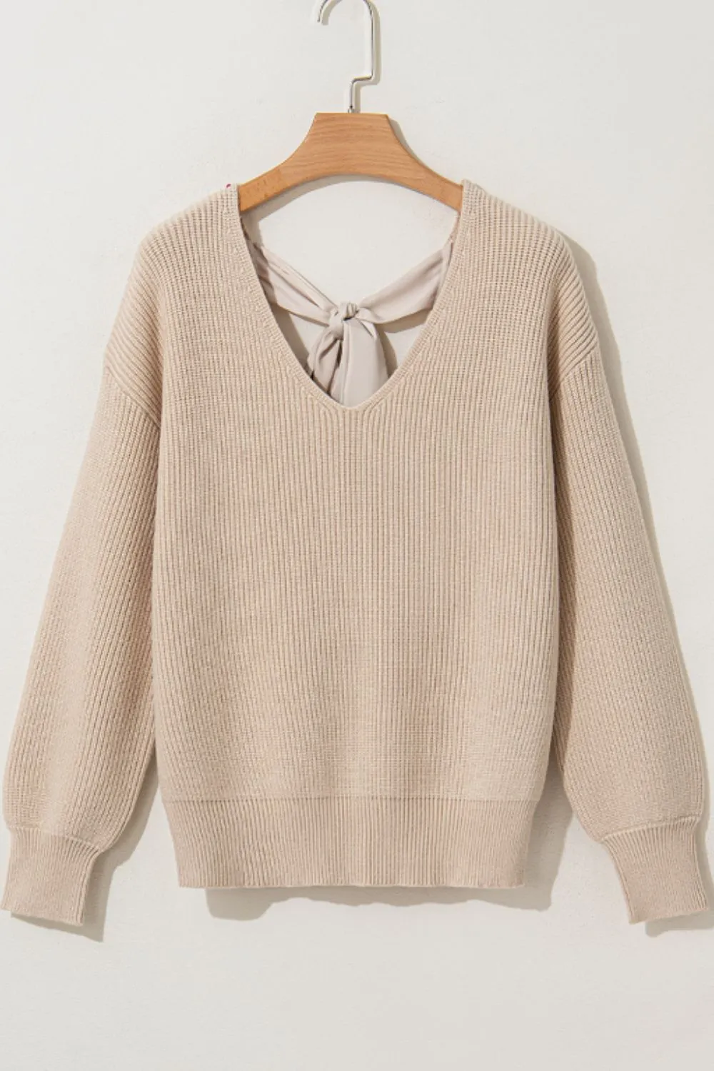 Tied Back V-Neck Sweater