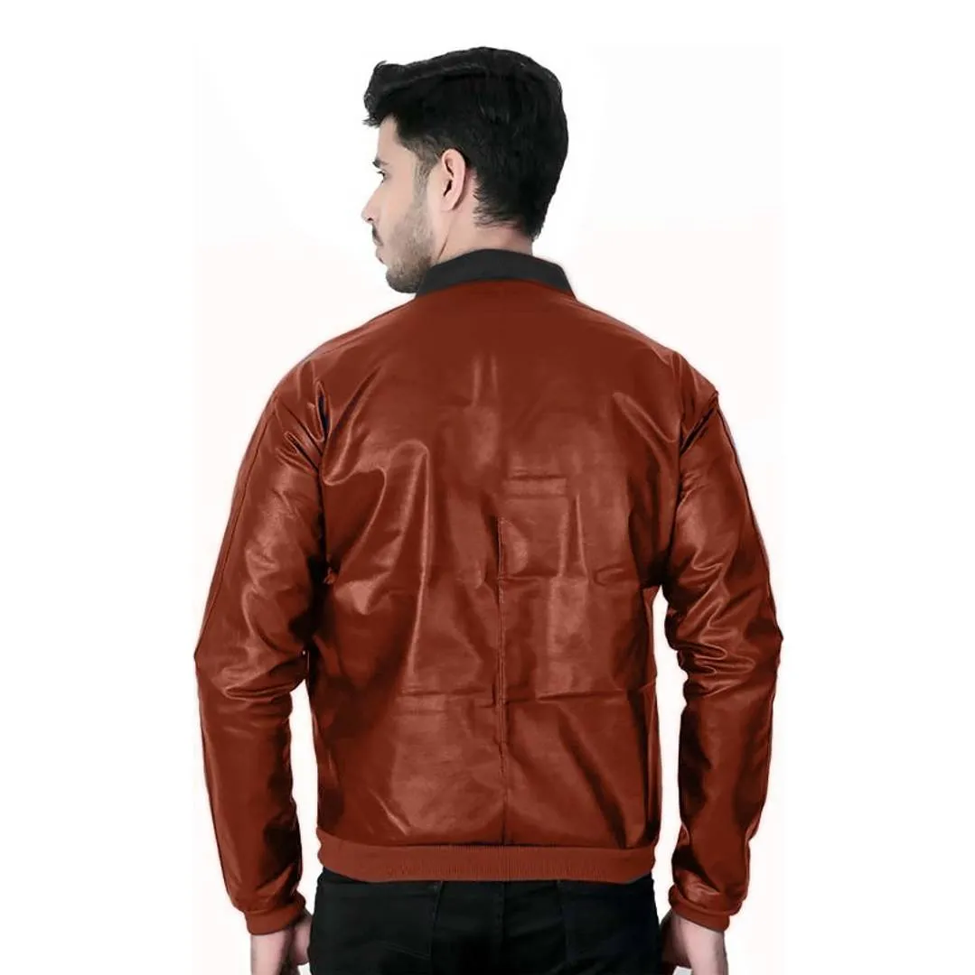 Trendy Leather Solid Jacket For Men