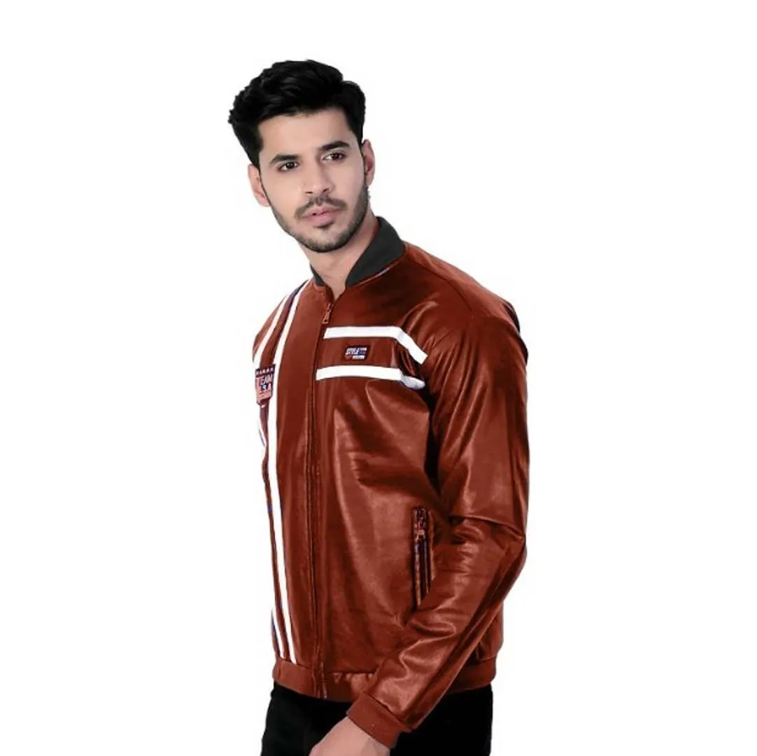 Trendy Leather Solid Jacket For Men