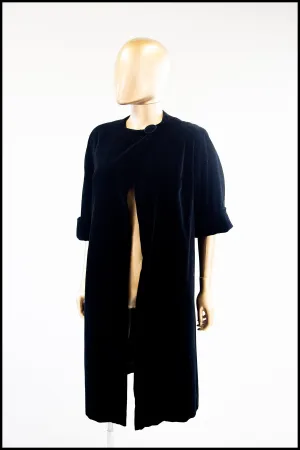 Vintage 1960s Black Velvet Duster Coat